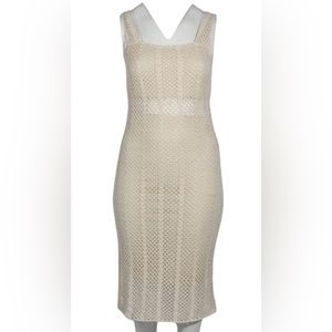LUCY PARIS - New with tags Crochet Midi Dress. SIZE-Large (Stretchy) beige color